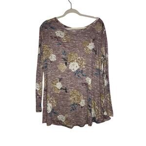 Curvey Lilly Floral Knit Long Sleeve Top Boho Size 2X